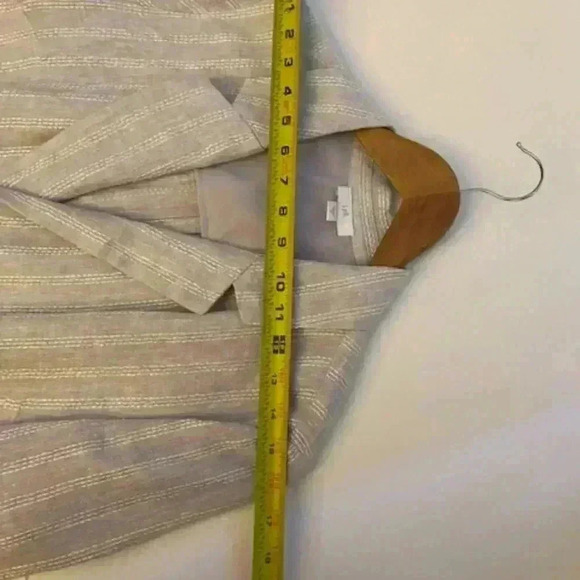 J. JILL Relaxed Pinstripe Linen Vertical Gray & White Jacket Cardigan Size M - Picture 10 of 16